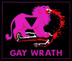 2023 anti_fascist bald belly black_border blood bodily_fluids border claws decapitation duo felid feral fur gore hi_res human ink-the-artist lion male mammal pantherine pink_triangle swastika wrath