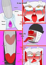 2spot_studio anal anal_penetration animate_inanimate anthro bloody_bunny bloody_bunny_(series) blush bodily_fluids buckteeth comic dialogue doll duo english_text eyewear female fur genital_fluids genitals half-closed_eyes hank_j._wimbleton head_wrap hi_res horn humanoid humanoid_genitalia humanoid_penis lagomorph leporid living_doll madness_combat male male/female mammal narrowed_eyes nevadean_(madness_combat) otakon_(artist) penetration penis pink_vulva rabbit red_nose snot sunglasses tears teeth text tongue tongue_out vaginal_fluids vulva wet_anus white_body white_fur yellow_eyes