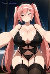 1girl ahoge ai_assisted ai_generated anime_coloring anime_screencap aria bedroom black_heels black_lingerie black_thighhighs blush curvaceous_body curvaceous_hips curvaceous_thighs curvy detailed_background detailed_eyes detailed_face floating_hearts from_below hairclip half_closed_eyes heart_shaped_pupils heart_symbol high_quality hourglass_body huge_breasts huge_hips huge_thighs lace_panties lace_thighhighs large_breasts large_thighs long_hair looking_at_viewer massive_thighs night parted_lips perfect_body pink_hair pov seductive_eyes shiny_skin thick_hips thick_legs thick_thighs thighs thighs_bigger_than_head very_long_hair voluptuous wide_hips window