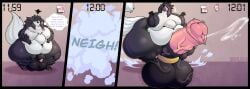 absurd_res animal_genitalia animal_penis anthro ball_stretcher balls belly big_balls big_belly black_balls black_body blush bodily_fluids calendar canid canine canis clock cloud comic domestic_dog english_text equid equine equine_genitalia equine_penis fluffy fluffy_hair fluffy_tail front_view fur genital_fluids genitals hair hi_res horse huge_balls husky hyper hyper_balls hyper_genitalia long_hair looking_at_self male mammal moobs nordic_sled_dog obese overweight penis pink_penis precum simple_background smoke_cloud solo spitz surprised sv3n sven_(sv3n) tail text thick_thighs thought_bubble white_body white_fur white_tail