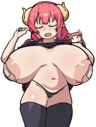 areolae big_breasts breasts breasts_apart breasts_bigger_than_head color covered_nipples cute_fang fangs gigantic_breasts horn huge_breasts hummerh194 ilulu_(dragon_maid) kobayashi-san_chi_no_maidragon molestation pink_hair png shortstack sleep_sex sleeping sleeveless_dress thick thick_hips thick_legs thick_thighs thighhighs thighs