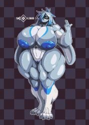 angry annoyed anthro anthro_bunny big_ass big_breasts big_butt big_muscles big_nipples big_paws big_penis black_clothing black_panties bodybuilder breasts bunny bunny_ears bunny_girl claws female female_focus female_only fur furry futa_only futanari gaiters half-erect hips huge_ass huge_balls huge_breasts huge_cock huge_hips huge_muscles hyper_breasts hyper_muscles latex latex_clothing latex_suit looking_at_viewer muscles muscular_female muscular_thighs nipples panties paws penis skolerin small_head solo suit thick_thighs white_hair