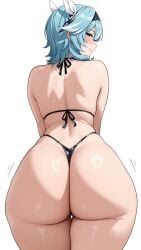 ai_generated ass ass_focus back_view big_ass curvy curvy_figure eula_(genshin_impact) fat_ass female female_only genshin_impact hoyoverse huge_ass looking_at_viewer micro_bikini perfect_ass perfect_body seductive_look smiling standing thong thong_bikini white_background wide_hips