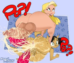 absurd_res ahegao anal anal_penetration balls big_balls big_ears black_hair black_nose blonde_hair blue_background bodily_fluids braceface braces butt censored censored_genitalia censored_penis crossgender cum cum_in_ass cum_inside cum_on_penis cumming_from_anal_sex domestic_cat duo ejaculation felid feline felis feliz freckled_butt freckled_face freckles ftm_crossgender genital_fluids genitals green_eyes hair hi_res human intersex kitty_katswell looking_pleasured male male/male mammal nickelodeon penetration penis penis_size_difference pepsiminus pigtails pom_poms red_text riding riding_on_back sharon_spitz simple_background small_balls surprised t.u.f.f._puppy text