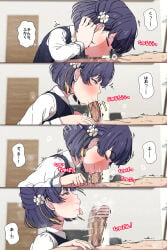 1boy 1girls arimon_(dfrgty12) blowjob blush deepthroat fellatio female gakuen_idolmaster hataya_misuzu idolmaster male oral penis tongue tongue_out tongue_out_blowjob