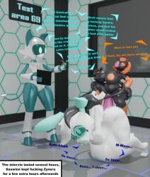 alien anal anal_penetration big_penis bodily_fluids cum cum_inflation cum_inside cyvae_(zyneru) english_text femboy genital_fluids genitals group gynomorph hi_res huge_penis inflation intersex lagomorph leporid machine male mammal penetration penis profanity rabbit robot sauwinn_(tits) shortstack tentacles text trio z-z zyneru_(character)