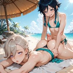 1:1 1:1_aspect_ratio ai_generated anime anime_style bennett_(genshin_impact) big_ass big_dick big_penis crossdressing femboy femboy_focus flat_chest flat_chested gay hoyoverse lips male male_only mihoyo otoko_no_ko otokonoko penis sissy tomgirl trap twink uncensored veiny_penis venti_(genshin_impact) video_game_character video_games yaoi