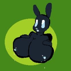 1:1 animated animated_gif anthro areola big_breasts black_body black_fur bodily_fluids breasts dak3z digital_media_(artwork) female fur hi_res huge_breasts lactating lagomorph leporid mammal milk nipples nude pixel_(artwork) pixel_animation rabbit short_playtime simple_background solo