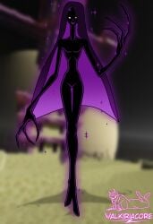 1girl black_body claws enderman enderwoman female female_only long_arms long_body long_hair long_legs minecraft monster monster_girl naked naked_female purple_eyes purple_hair rule_63 smile solo_female valkiriacore video_games woman woman_only