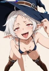 1girl absurd_resolution absurdres adult ai ai-created ai_art ai_generated anime anime_coloring anime_screenshot armpits bare_arms bare_shoulders bent_over black_bra black_panties bow bra breast_hold choker cleavage cowboy_shot curvy detailed_background digital_art dynamic_angle dynamic_pose ecchi elf exhibitionism exibitionism exited explicit eyelashes gem glossy glossy_body glossy_skin gorgeous hat hentai hi_res high_contrast high_quality high_resolution holding_own_breast in_heat knee_boots lace lace-up_boots lace_trim leaning_forward lingerie looking_at_viewer messy_hair midriff mushoku_tensei navel nsfw open_mouth panties parted_lips patreon pendant perfect_anatomy pervert_female plump pointy_ears presenting rating_explicit red_eyes seductive_pose sexy sexy_body sexy_female sexy_pose short_hair sidelocks simple_background small_breasts soft_shading solo source_anime standing stomach suggestive sylphiette_(mushoku_tensei) teasing teasing_viewer thick_thighs thigh_boots underwear voluptuous voluptuous_body voluptuous_female white_background white_hair wide_brim_hat wide_hips witch witch_hat