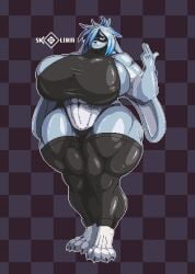 angry annoyed anthro anthro_bunny big_ass big_breasts big_butt big_muscles big_nipples big_paws big_penis black_clothing black_panties bodybuilder breasts bunny bunny_ears bunny_girl claws female female_focus female_only fur furry futa_only futanari gaiters half-erect hips huge_ass huge_balls huge_breasts huge_cock huge_hips huge_muscles hyper_breasts hyper_muscles latex latex_clothing latex_suit looking_at_viewer muscles muscular_female muscular_thighs nipples panties paws penis skolerin small_head solo suit thick_thighs white_hair