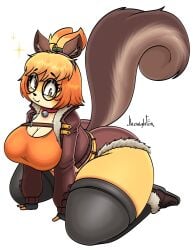 animal_crossing big_breasts breasts cleavage derpybelle female furry huge_breasts jhenightfox marvel marvel_comics nintendo squirrel_girl_(cosplay) tagme thick_thighs wide_hips