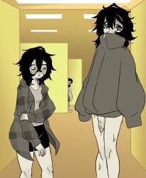 1futa 1girls backrooms backrooms_creature bklo grandfather_clock hatsune_miku larp larping looping_the_rooms_(vocaloid) monster monster_girl nervous nervous_sweat penis_awe penis_under_clothes selfcest size_difference still_life sweat unusual_anatomy vocaloid worried