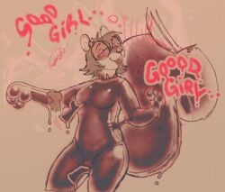 anthro blush bodily_fluids buckteeth clothing cowcollar drooling electronics english_text eyewear floating_hands glasses goo_transformation good_girl gynomorph hand_on_bulge hypnosis hypnotic_screen intersex latex latex_clothing latex_legwear latex_skinsuit latex_transformation legwear liquid_latex mammal mind_control null null_bulge open_mouth rodent saliva simple_background skinsuit solo tail teeth television text tight_clothing toony_paws transformation
