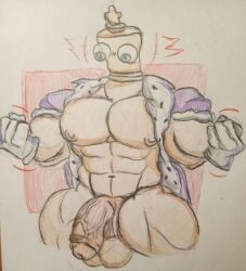 ball balls barazoku biceps chess chess_piece clothing flexing genitals glitch_productions kinger_(tadc) male male_only muscular muscular_male pecs penis robe saggy_balls solo solo_male the_amazing_digital_circus vein veiny_penis welyr