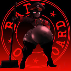 3d baby_on_board child_bearing_hips cinematic dressed hat high_heel_boots huge_ass huge_belly inflated_belly model mopflop pinup pregnant robot_commander_(bingbingzi) shortstack sticker wide_hips wide_thighs