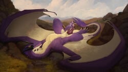 16:9 ankle_band autofootjob bodily_fluids claws cum cum_on_feet cum_on_own_feet cum_on_self digit_ring dragon erection european_mythology feet feral foot_fetish foot_on_own_penis foot_on_penis foot_play genital_fluids genitals hi_res horn horn_jewelry horn_ring jewelry looking_at_viewer lying male masturbation mythological_creature mythological_scalie mythology on_back open_mouth open_smile outside penis purple_body purple_scales ring ring_(jewelry) scales scalie smile solo toe_claws toe_ring toes veoros verro western_dragon widescreen wyvern