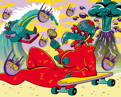 bird_girl bird_humanoid crocodile drawsputin huge_breasts mascot mountain_dew mountain_dew_baja_blast reptile