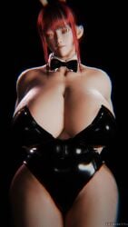 3d big_breasts breasts bunny_ears bunny_girl bunnysuit chainsaw_man curvaceous curvy curvy_body curvy_female curvy_figure huge_breasts large_breasts makima_(chainsaw_man) orange_eyes red_hair simple_background solo solo_female solo_focus taikakettu thick_thighs thighs twitter_link twitter_username voluptuous voluptuous_body voluptuous_female wide_hips