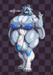 1futa angry annoyed anthro anthro_bunny big_ass big_breasts big_butt big_muscles big_nipples big_paws big_penis black_clothing black_panties bodybuilder breasts bunny bunny_ears bunny_girl claws female female_focus fur furry futa_only futanari gaiters half-erect hips huge_ass huge_balls huge_breasts huge_cock huge_hips huge_muscles hyper_breasts hyper_muscles latex latex_clothing latex_suit looking_at_viewer muscles muscular_female muscular_thighs nipples panties paws penis skolerin small_head solo suit thick_thighs white_hair