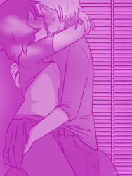 blush blushing boobs female katari_tsuki kissing male male/female