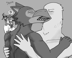 1girls 2020s 2026 4boys anthro anthro_female anthro_on_anthro anthro_only aoba_(beastars) back back_view bald_eagle beastars bird black_and_white cheetah dom_(beastars) duo eagle eyelashes fanart fanart_from_twitter feline female french_kiss french_kissing furry furry_female furry_male furry_only gay grey_background grey_body grey_fur group hands_on_back hi_res imagination kiss kissing legoshi_(beastars) leopard male male/female male/male male_focus mammal mongoose muscular_male open_mouth pantherine peacock scar shadow sheila_(beastars) shirtless shirtless_male signature smile teeth watermark wide_eyed wolf yaoi