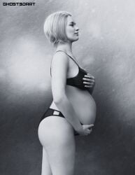 1girls 3d belly big_belly big_breasts bra breasts female panties pregnant solo tagme_(artist)