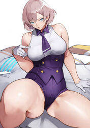 1girls big_breasts blue_eyes female female_focus female_only mature mature_female mujina short_hair solo_female ssss.dynazenon tagme thick_thighs yoshi55level