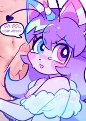animation_meme_community blushing cat_ears cute_face furry furry_female penis sashley tearing_up unicorn_horn