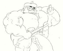 biceps big_penis brawl_stars eating_food male_only mico_(brawl_stars) monkey muscular pecs suprised_expression tagme yetdarked