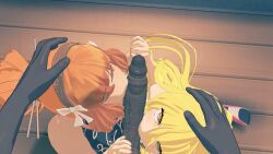 1boy 2girls 3d animated big_breasts big_penis blonde_hair blowjob blowjob_sandwich clothed_female collaborative_fellatio cum cum_in_mouth dark-skinned_male dark_skin don_quixote_(limbus_company) fellatio finger_in_mouth ishmael_(limbus_company) jiggling_breasts koikatsu kurokumo_clan_(identity)_(project_moon) large_penis light-skinned_female light_skin limbus_company looking_at_viewer male_pov no_sound nude nude_female nude_male pov project_moon shaking_breasts tan-skinned_female tan_body tan_skin tattoo tayun_(id_54662897) uncensored video