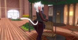 1girls 3d big_breasts cat_ears cat_tail catgirl claws custom_maid_3d_2 custom_order_maid_3d_2 dark_skin ear_piercing female_focus female_only huge_breasts large_breasts monster_girl pantyhose ring white_hair wife yellow_eyes