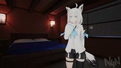 1boy 1girls 3d animal_ears bed bedroom blue_eyes cheat_code cum cum_in_pussy cum_inside cum_leaking_out_of_pussy fox_ears fox_girl fox_tail geministarsign hololive hololive_gamers hololive_japan indoors light-skinned_female light-skinned_male light_skin mating_press moaning not4nugget opennsfwsp penetration penis room sex shirakami_fubuki sound tagme tail vaginal_penetration video virtual_youtuber voice_acted white_hair