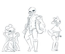 3boys anthro anthrofied blush bulge crossdressing embarrassed femboy feminine_male flowey_the_flower gay girly humanoid jacket leggings male male_focus male_only malesub monster_kid penis penis_out penis_size_difference petite petite_body plantie posing sangelia sans showing_off size_difference sketch small_penis stripping tagme thighhighs tiny_penis undertale