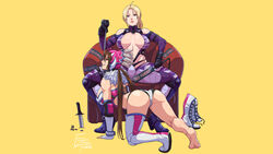 2girls alternate_breast_size ass bandai_namco big_ass big_breasts breasts cirenk cleavage collar female female_only jaycee large_breasts leash multiple_girls namco nina_williams tekken tekken_7