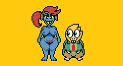 2girls alphys alphys_(deltarune) alphys_(undertale) bjarruafterdark blue_body blue_nipples blue_skin bush comparing deltarune deltarune_chapter_2 deltarune_chapter_3 deltarune_chapter_4 don_tpp edit edited edited_screencap exposed_breasts exposed_nipples exposed_pussy exposed_torso fins huge_ass huge_breasts huge_thighs large_breasts large_thighs monster_girl pixel_(artwork) pixel_art ponytail pubic_hair red_hair sharp_teeth shortstack sprite sprite_art sprite_edit standing toby_fox tomboy undertale undertale_(series) undyne undyne_(deltarune) undyne_(undertale) utdr_(toby_fox) yellow_eyes yellow_skin