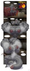bobthetanuki cringe drug_use extrasizedbob gilf grey_fur hairy hyper hyper_balls hyper_muscles hyper_nipples hyper_pecs hyper_penis master_splinter_(tmnt_2003) mature_male red_eyes steroids white_hair