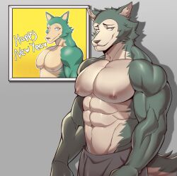 bara bara_body beastars furry furry_male furry_only legoshi_(beastars) muscular muscular_male muto20002 redraw reference reference_image wolf wolf_boy wolf_humanoid