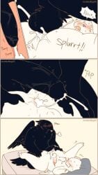 2024 3_panel_comic abby_(pegu2726) anal anal_sex anthro anthro_on_anthro anthro_penetrated anthro_penetrating anthro_penetrating_anthro arm_tuft artist_name avian azure_(pegu2726) balls bed biped bird black_balls black_body black_feathers black_penis black_wings blep blush blushing_profusely bodily_fluids cheek_tuft chest_tuft comic corvid cum cum_from_ass cum_in_ass cum_inside cum_splatter cum_string dialogue digital_drawing_(artwork) digital_media_(artwork) duo ejaculation elbow_tuft english_text facial_tuft feather_tuft feathers furniture genital_fluids genitals glans head_tuft hi_res humanoid_genitalia humanoid_penis leaking_cum lovebuffpg45 lying lying_on_bed male male/male moan nude nude_anthro nude_male on_bed oscine passerine penetration penis pull_out sex shoulder_tuft text three-quarter_view tongue tongue_out tuft unknown_species wings