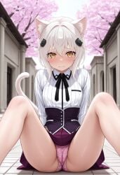 ai_generated cat_ears cat_tail high_school_dxd koneko_toujou panties pussy small_breasts