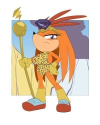 breasts color_edit echidna emerald_(gem) furry hardtones large_breasts leopard_print mobian mobian_(species) mobian_echidna orange_fur princess_alucion purple_eyes sega sonic_(series) sonic_adventures sonic_the_hedgehog_(comics) sonic_the_hedgehog_(series) third-party_edit