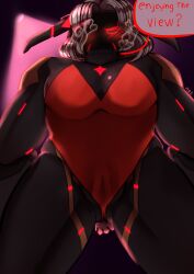 alternate_version_available buff bunnysuit circuit_the_robot looking_down_at_viewer moth_boy pussy_outline red_eyes rule_63 spotlight vaginal_outline white_hair wire_hair