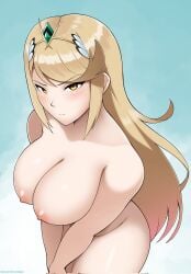1girls breasts female female_only light-skinned_female mythra mythra_(xenoblade) naked nintendo nipples nude nude_female solo triplestabber xenoblade_(series) xenoblade_chronicles_2