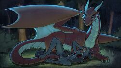 16:9 2026 anal anthro anthro_on_feral anthro_penetrated balls biped bodily_fluids canid canine cum digital_drawing_(artwork) digital_media_(artwork) dragon duo feral feral_penetrating feral_penetrating_anthro feral_penetrating_male fur genital_fluids genitals hi_res horn lying male male_on_anthro male_on_feral male_penetrated mammal mythological_creature mythological_scalie mythology nude nude_anthro on_side outside penetration penis ruaidri scales scalie sex smile tail tail_fetish tail_play tail_sex widescreen wings zoophilia