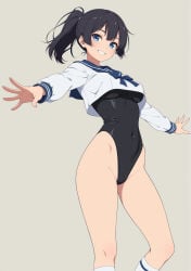 ai_generated blue_eyes female leotard solo