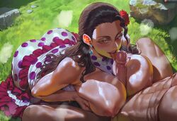 ai_assisted ai_generated female large_breasts large_penis male one_piece paizuri penis_lick shexyo viola_(one_piece)