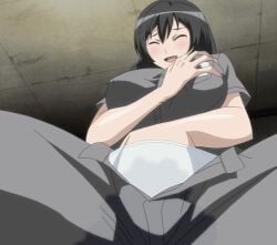 1girls animated black_hair breast_grab chair clothing covered_nipples erect_nipples erect_nipples_under_clothes feet_out_of_frame female female_focus female_masturbation female_only full_body grabbing grabbing_breasts grabbing_own_breast hair_over_shoulder hair_scrunchie hand_in_own_panties hand_in_panties hand_under_clothes heels hentai_series high_heels high_resolution horny horny_female kaori_sakaki long_hair looking_down masturbating masturbation mature mature_female milf moaning mole mole_under_eye no_bra no_bra_under_clothes open_fly panties pants pleasure_face pleasuring_self ponytail ran_sem ran_sen_hakudaku_delmo_tsuma_no_miira_tori rin_x_sen_+_ran_-_sem_cross_mix shirt side_ponytail sitting sitting_on_chair solo solo_focus spread_legs stained_panties trembling underwear uniform vaginal_masturbation white_panties