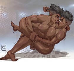 2girls african african_female apex_legends artist_name bangalore barefoot black_hair breast_press brown_body brown_skin catfight clone clonecest commission dark-skinned_female dark_skin feet gabocaricaturas legs lower_body multiple_girls muscular_female naked nude nude_female pussy selfcest sex symmetrical_docking thighs toes tongue tongue_kiss topless topless_female upper_body vagina voluptuous watermark wrestling wrestling_ring yuri