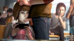 3d bangs blackspleenlotus blowjob blue_eyes brown_hair casual_sex distracted exhibitionism eyeshadow facefuck fellatio free_use human_female human_penetrated life_is_strange light-skinned_female max_caulfield no_sound oral phone public saliva source_filmmaker straight tagme uninterested video warren_graham