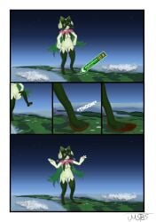 absurd_res anthro biped breasts city city_crushing city_destruction claws cloud destruction digital_media_(artwork) disinterested feet felid feline female female_anthro finger_claws fingers footprint fur generation_9_pokemon genitals gesture green_body green_fur green_mask hair hands_on_hips hi_res landscape_dwarfing macro macro_anthro macro_female mammal meowscarada mewskieblueskie mouth_closed new_zealand nintendo nipples nude outside pawprint paws pink_eyes pink_nipples pokemon pokemon_(species) pupils shrug size_difference sky solo sound_effects space standing stomped stomping text toes trampling vulva